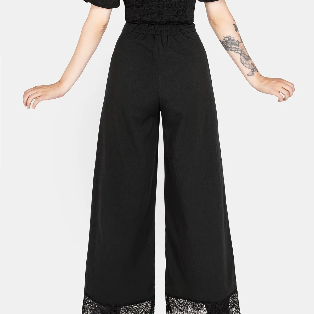 Araneo Lace Hem Wide Leg Trousers thumbnail 3