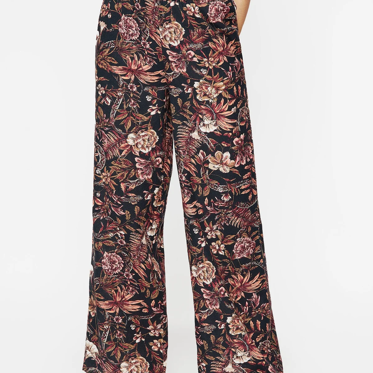 Bashe Cotton Floral Snake Print Wide Leg Trousers - Image 1