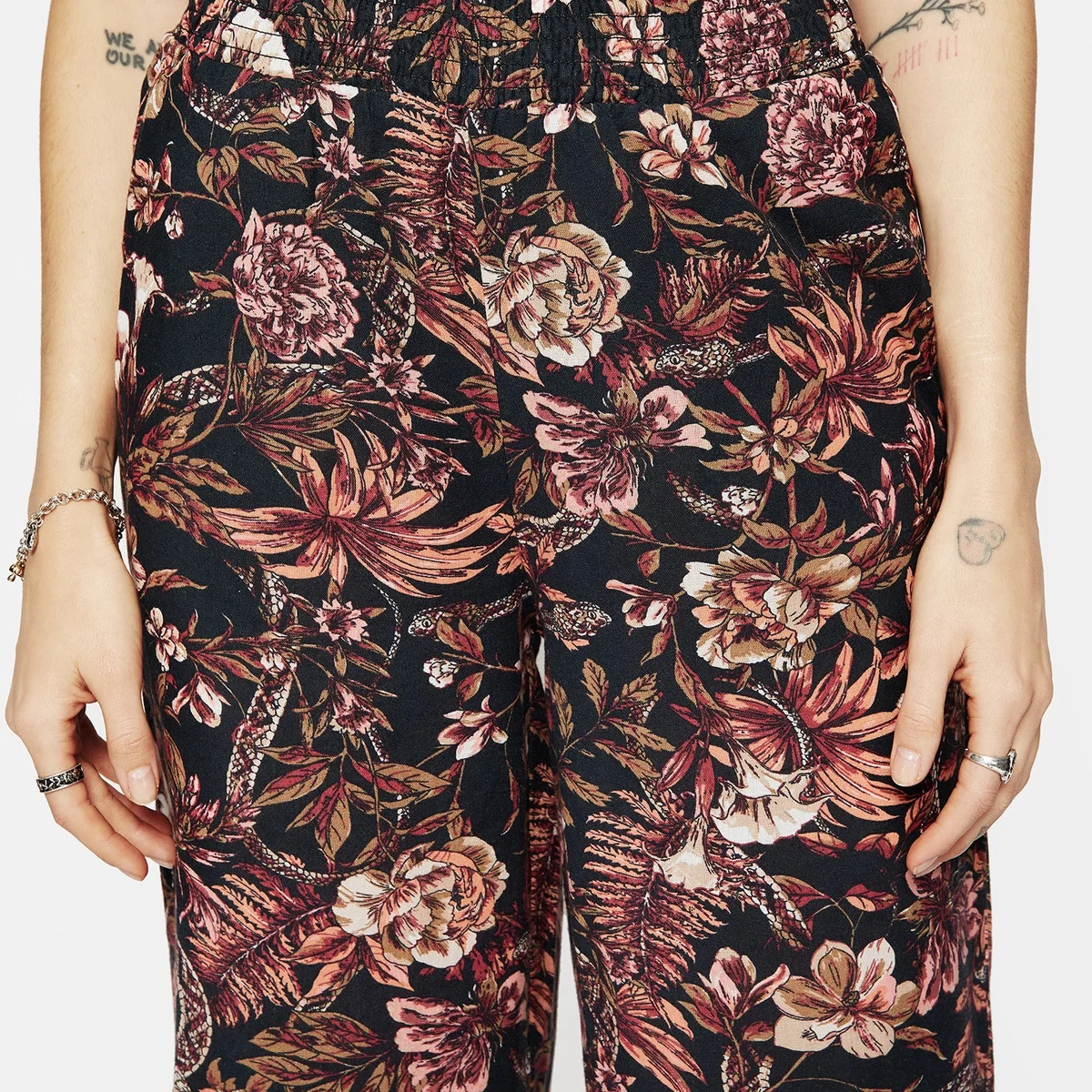 Bashe Cotton Floral Snake Print Wide Leg Trousers thumbnail 2