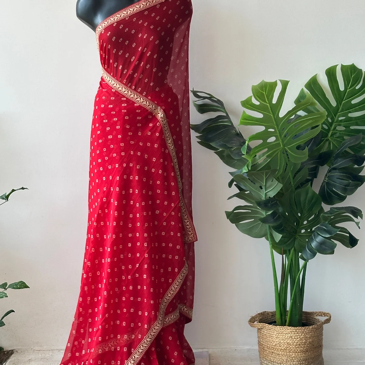 Printed marble chiffon saree thumbnail 2