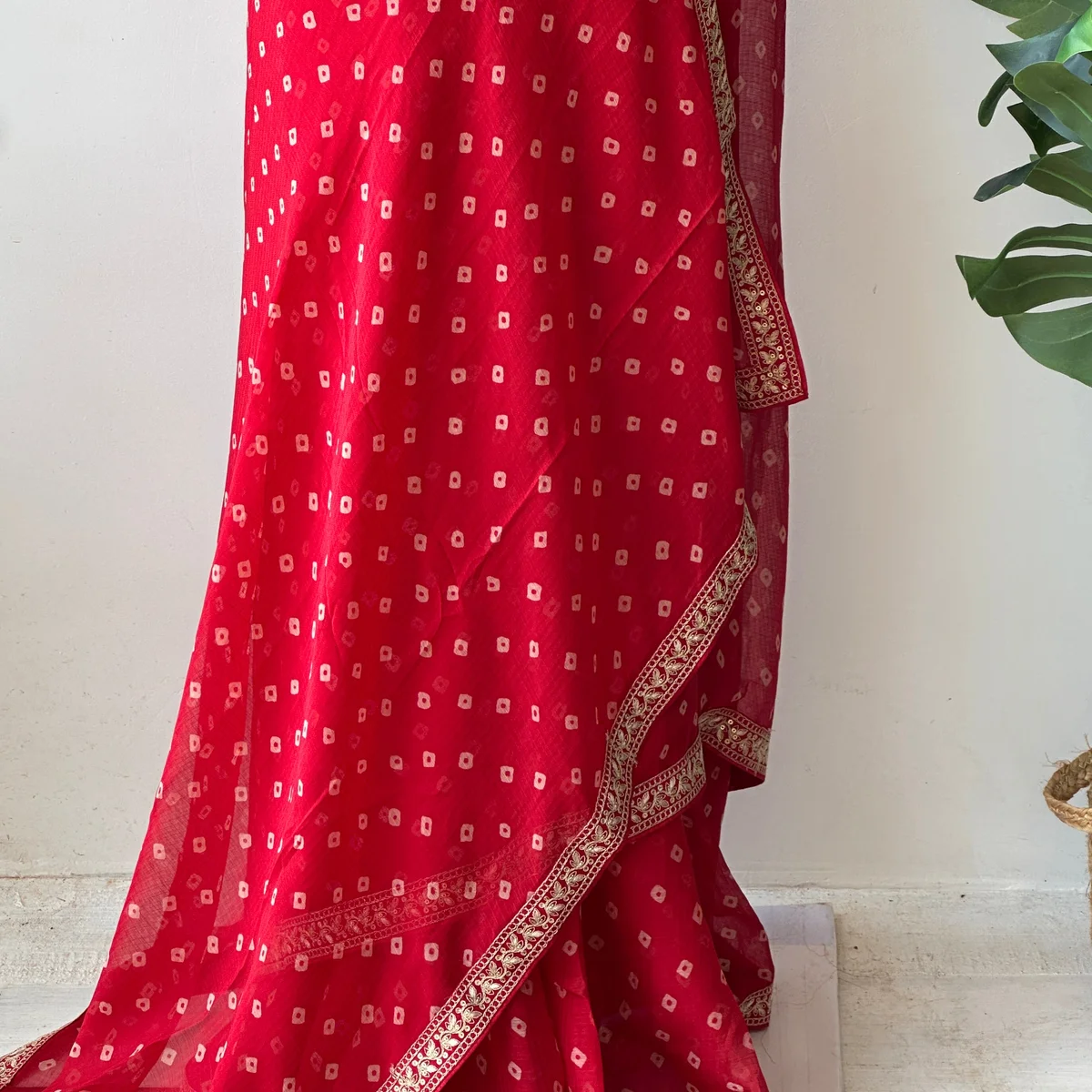 Printed marble chiffon saree thumbnail 3