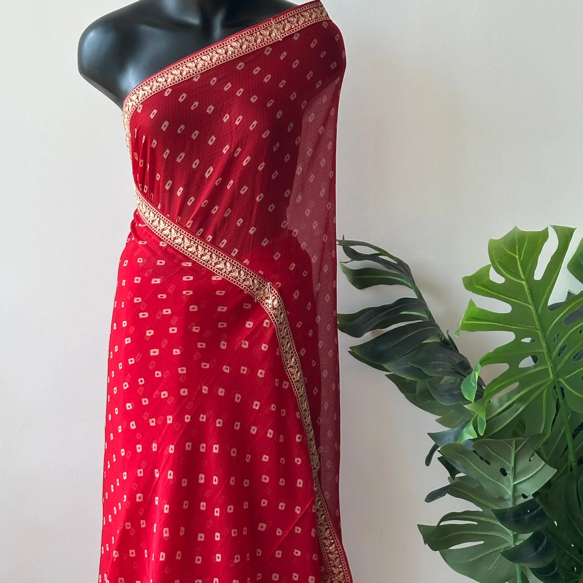 Printed marble chiffon saree thumbnail 4