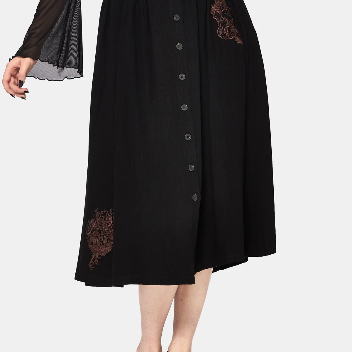 Hexborn Baba Yaga Embroidered Midi Skirt