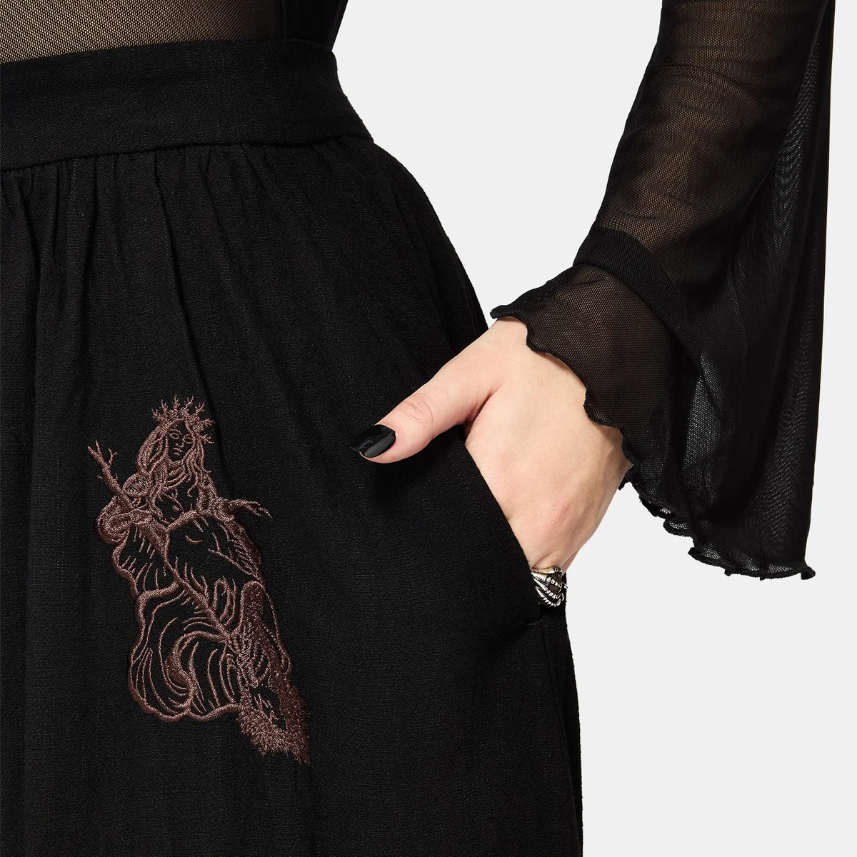 Hexborn Baba Yaga Embroidered Midi Skirt thumbnail 2