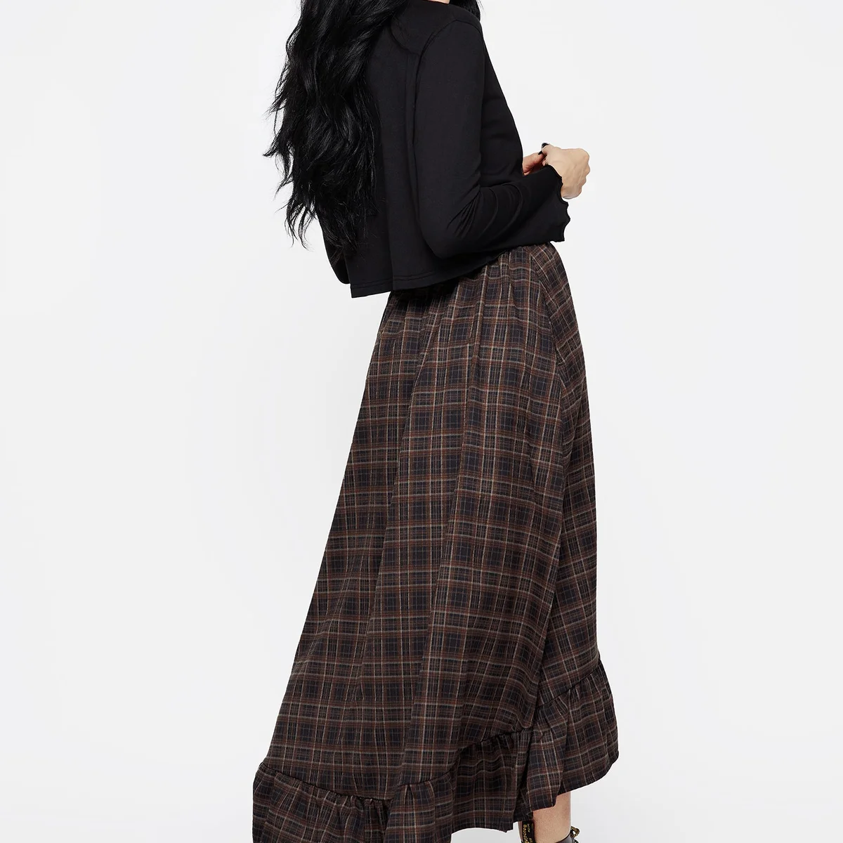 Embla Check Ruffle Maxi Skirt thumbnail 3