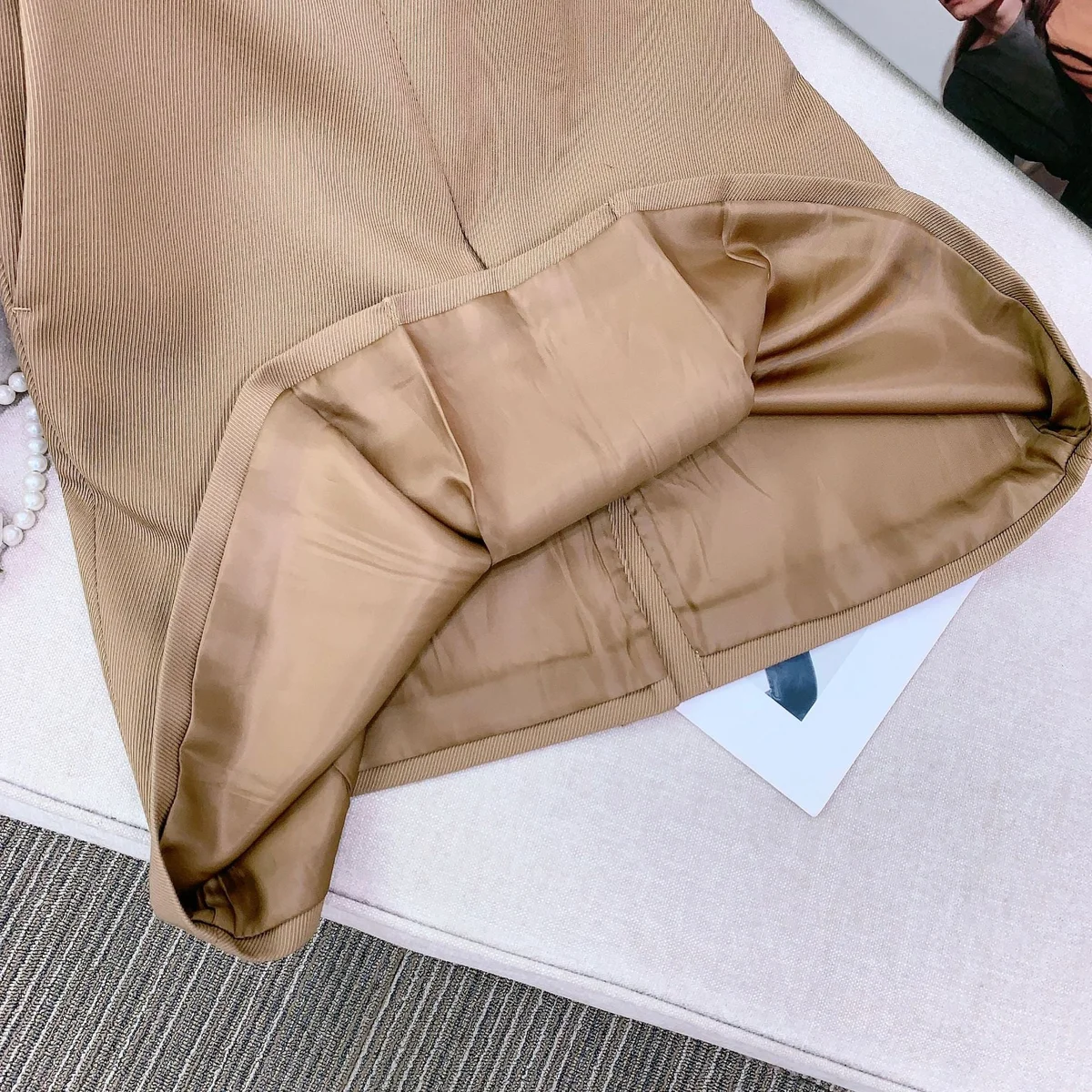 Wool Serge Twill Midi Skirt – High Waist A-Line Office Style thumbnail 4