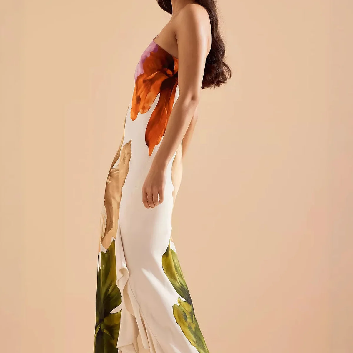 Lotus leaf edge spliced hem printed long skirt thumbnail 4