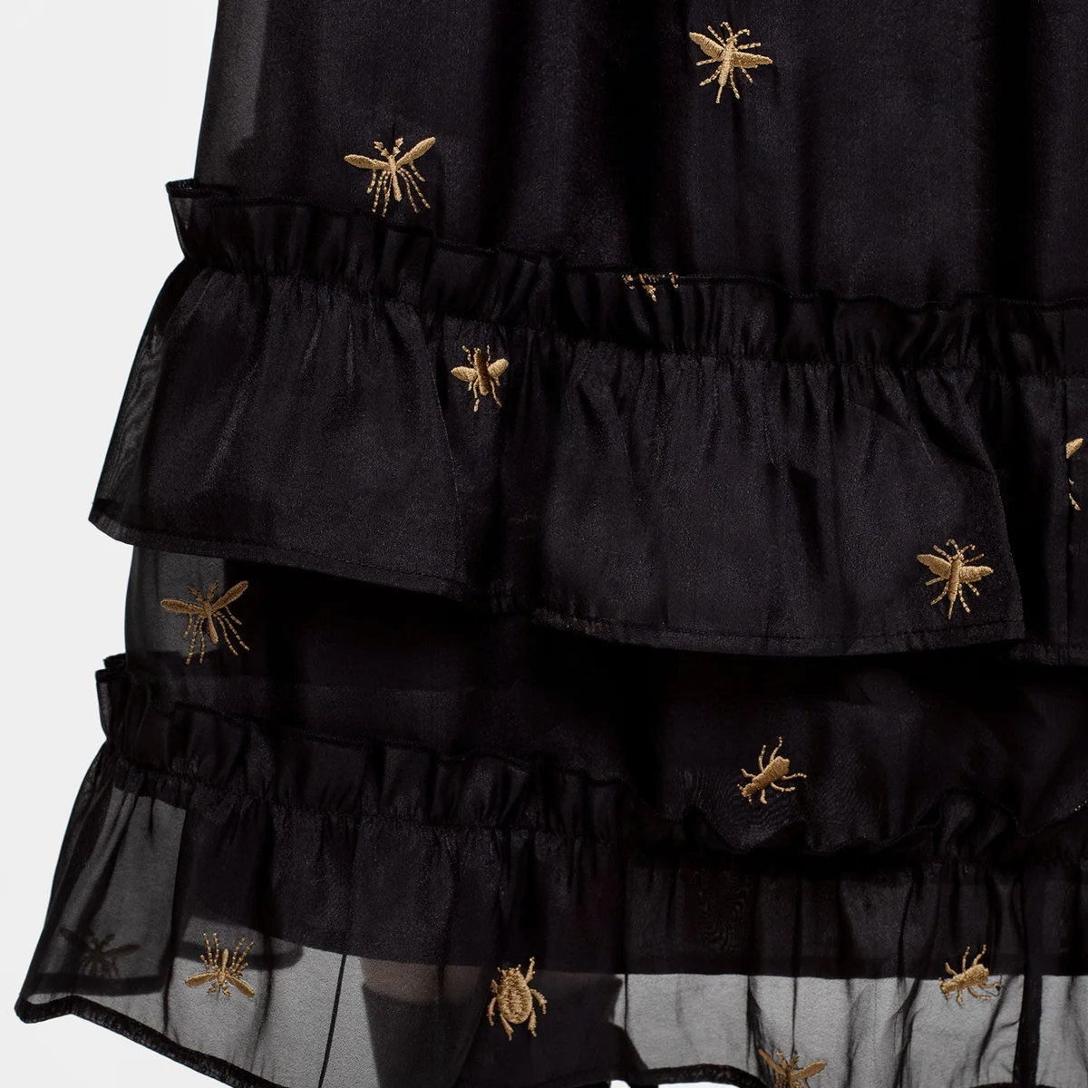 Insectarium Embroidered Organza Tiered Midi Skirt thumbnail 2