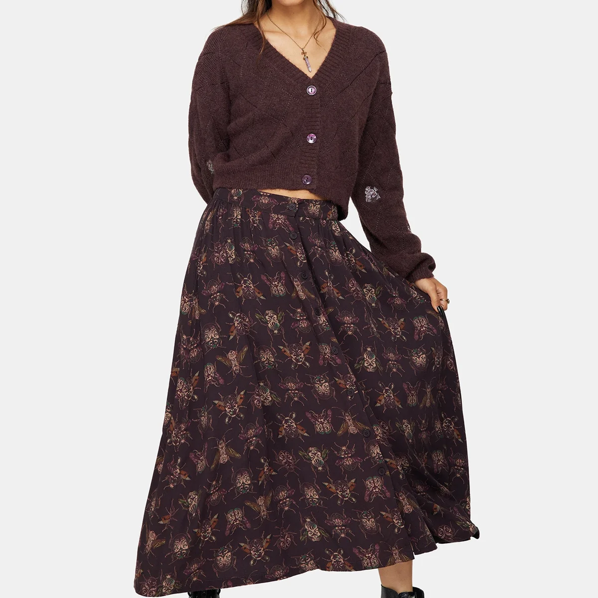 Scorn Bug Printed Midi Skirt thumbnail 4