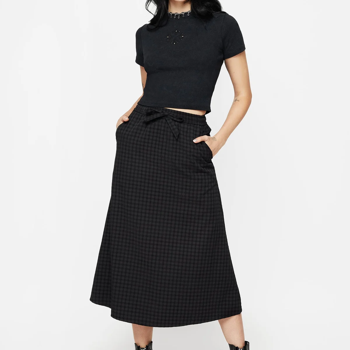 Ziggy Check Midi Skirt - Image 1