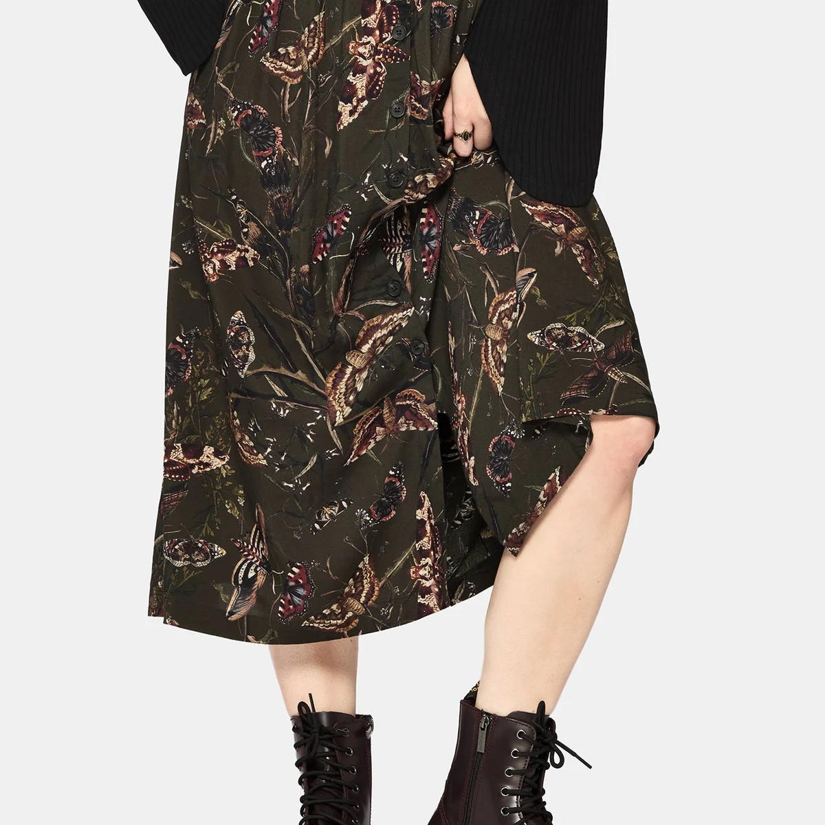 Whispen Moth Print Button Up Midi Skirt - Image 1