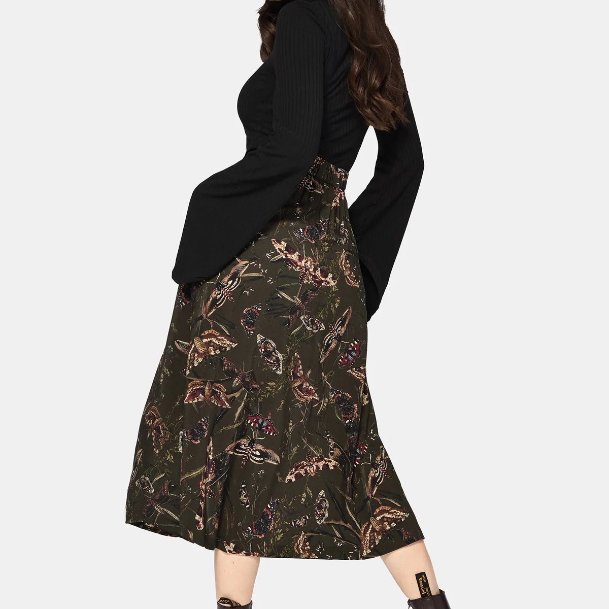 Whispen Moth Print Button Up Midi Skirt thumbnail 3