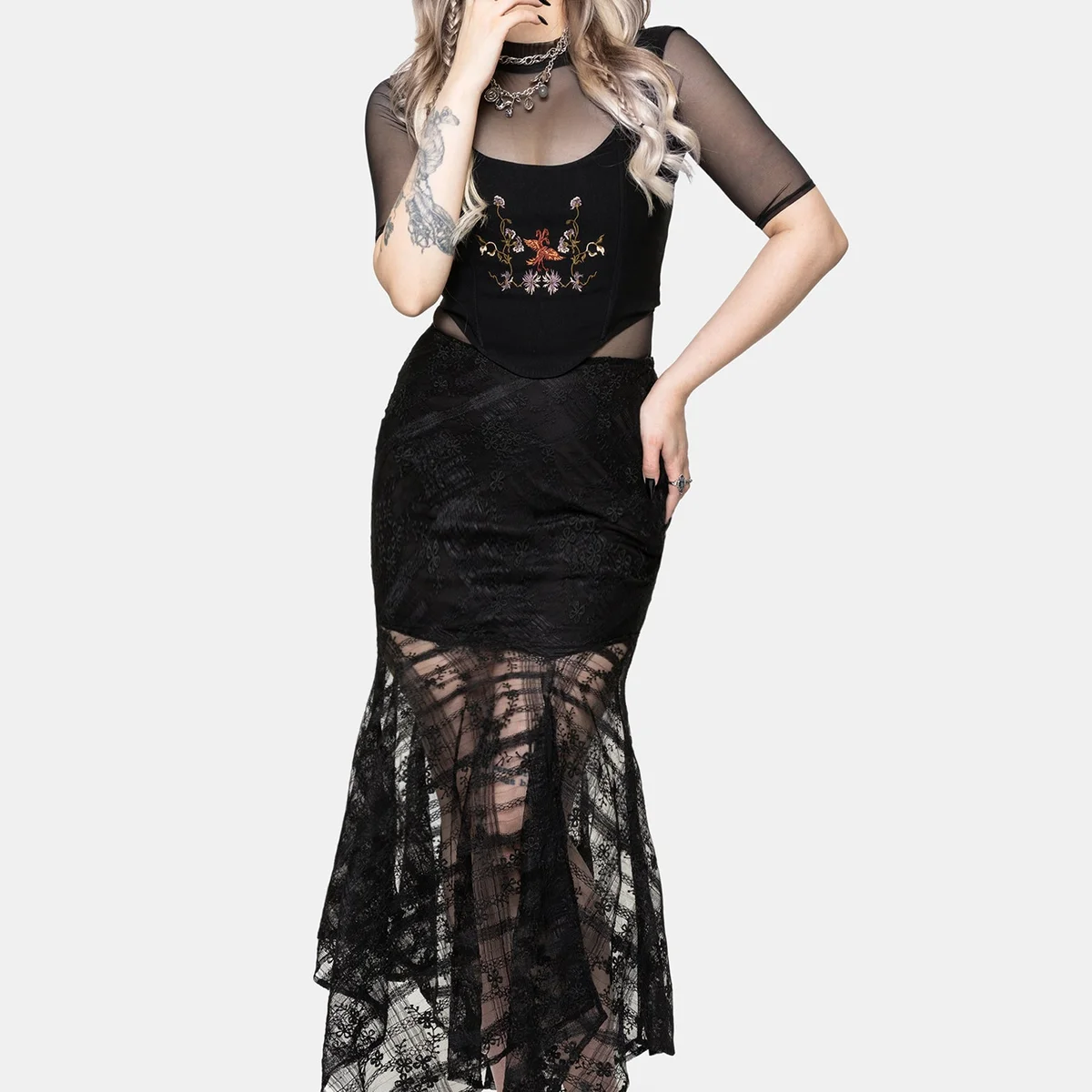 Lucie Lace Asymmetric Hanky Maxi Skirt - Image 1