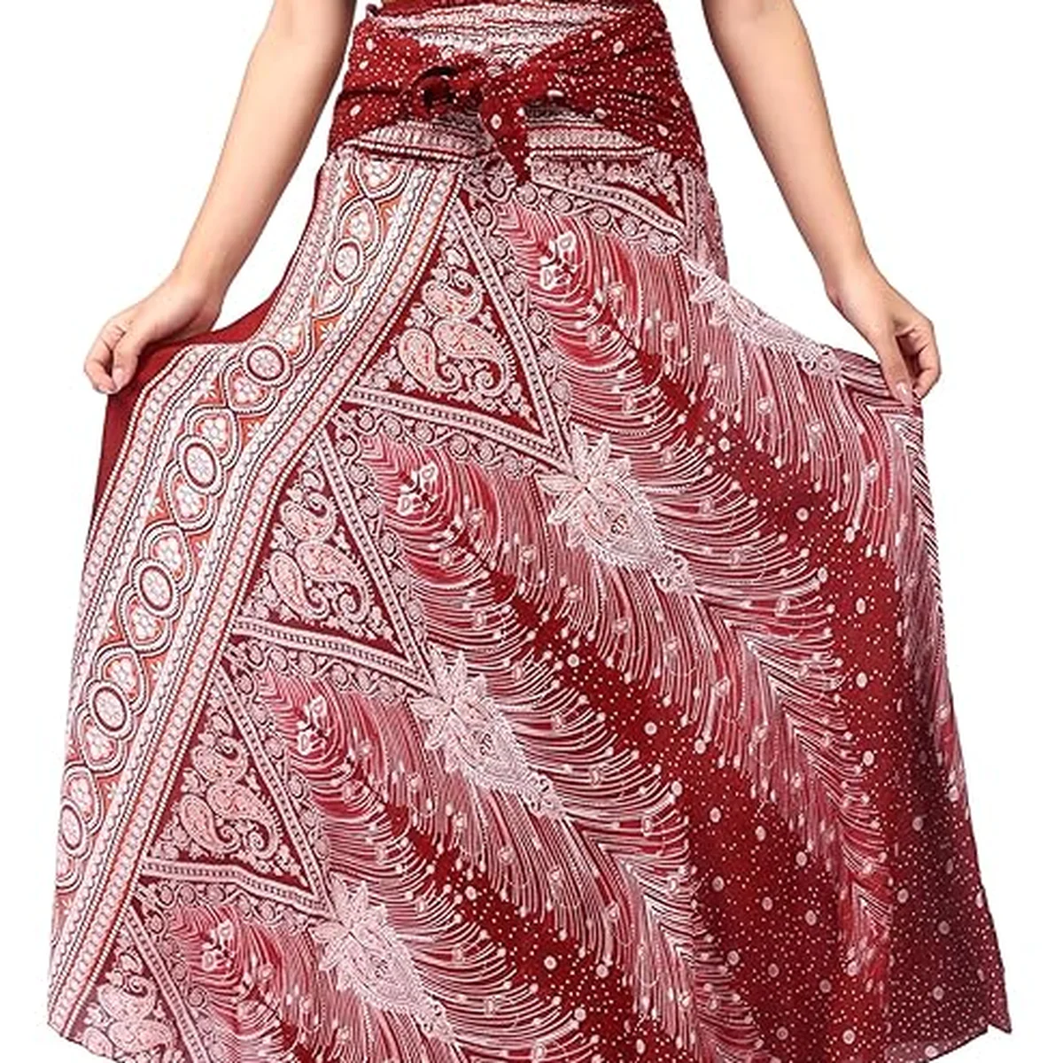 Printed Long Skirts for Women | 2-in-1 Boho Dress & Maxi Skirt for Bohemian Festivals, Vacation & Casual wear thumbnail 2