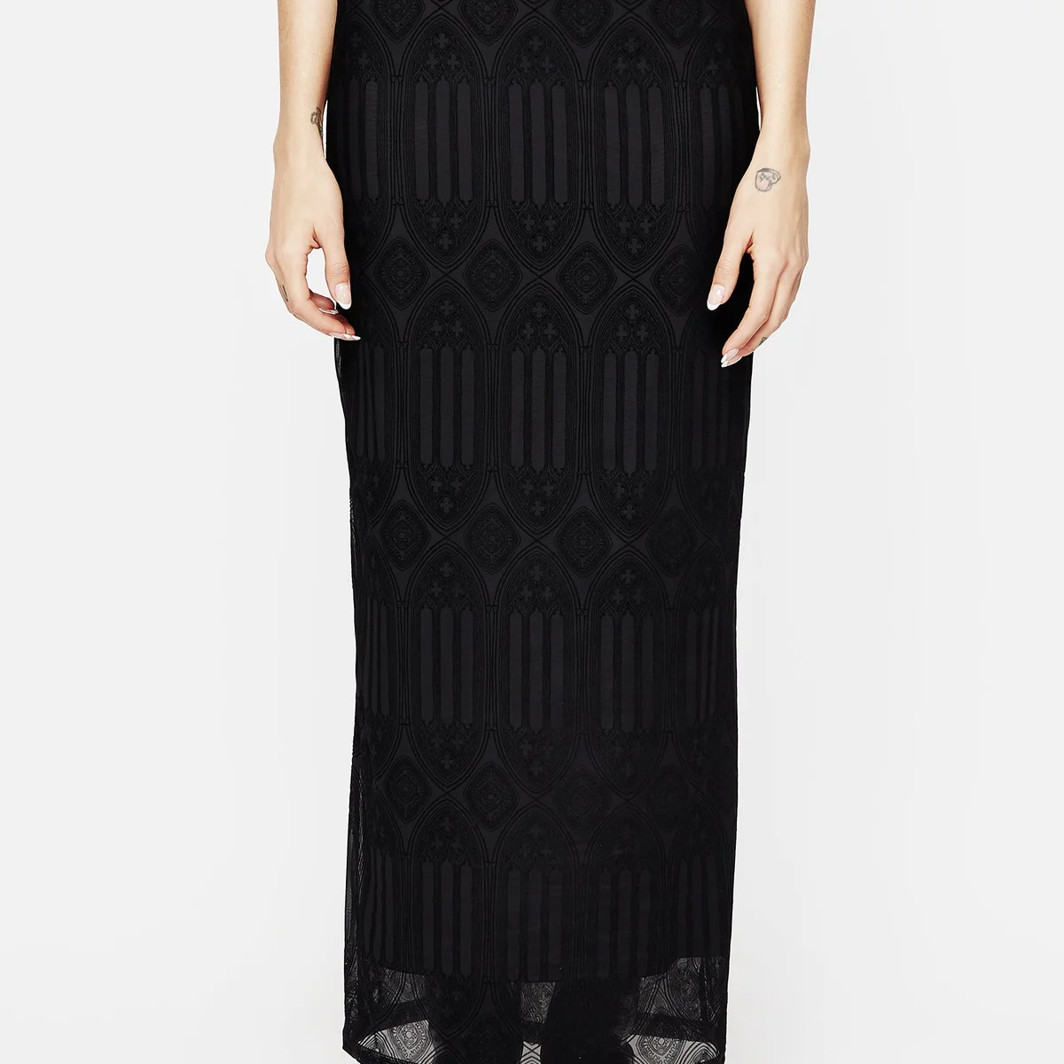 Cloister Flocked Mesh Maxi Skirt - Image 1