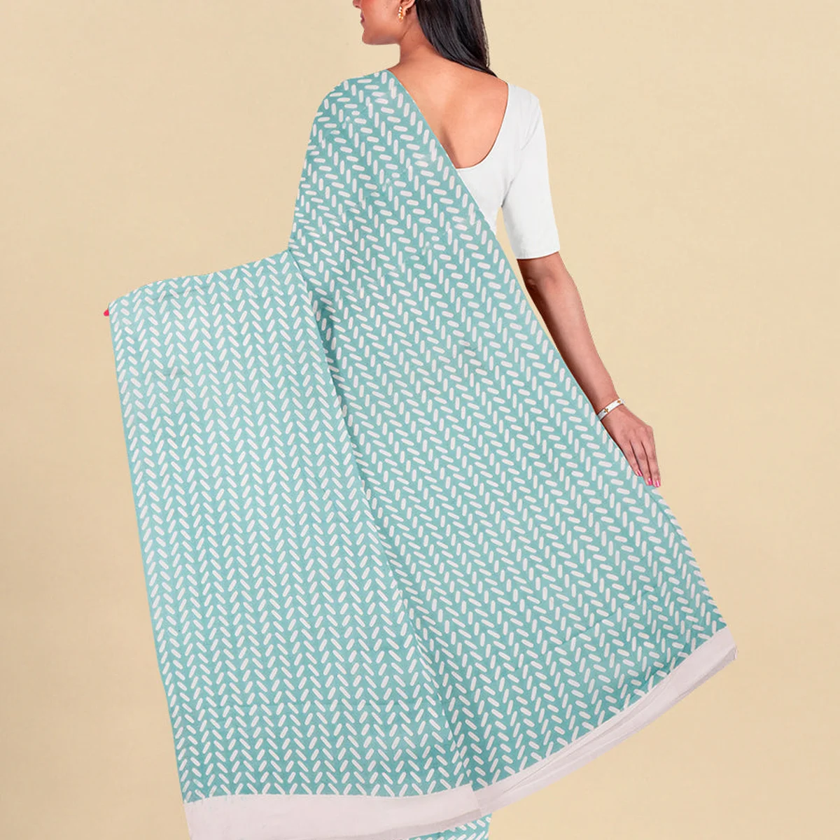 Pure Cotton Light Blue Capsule Design Printed Saree PCS44 thumbnail 3