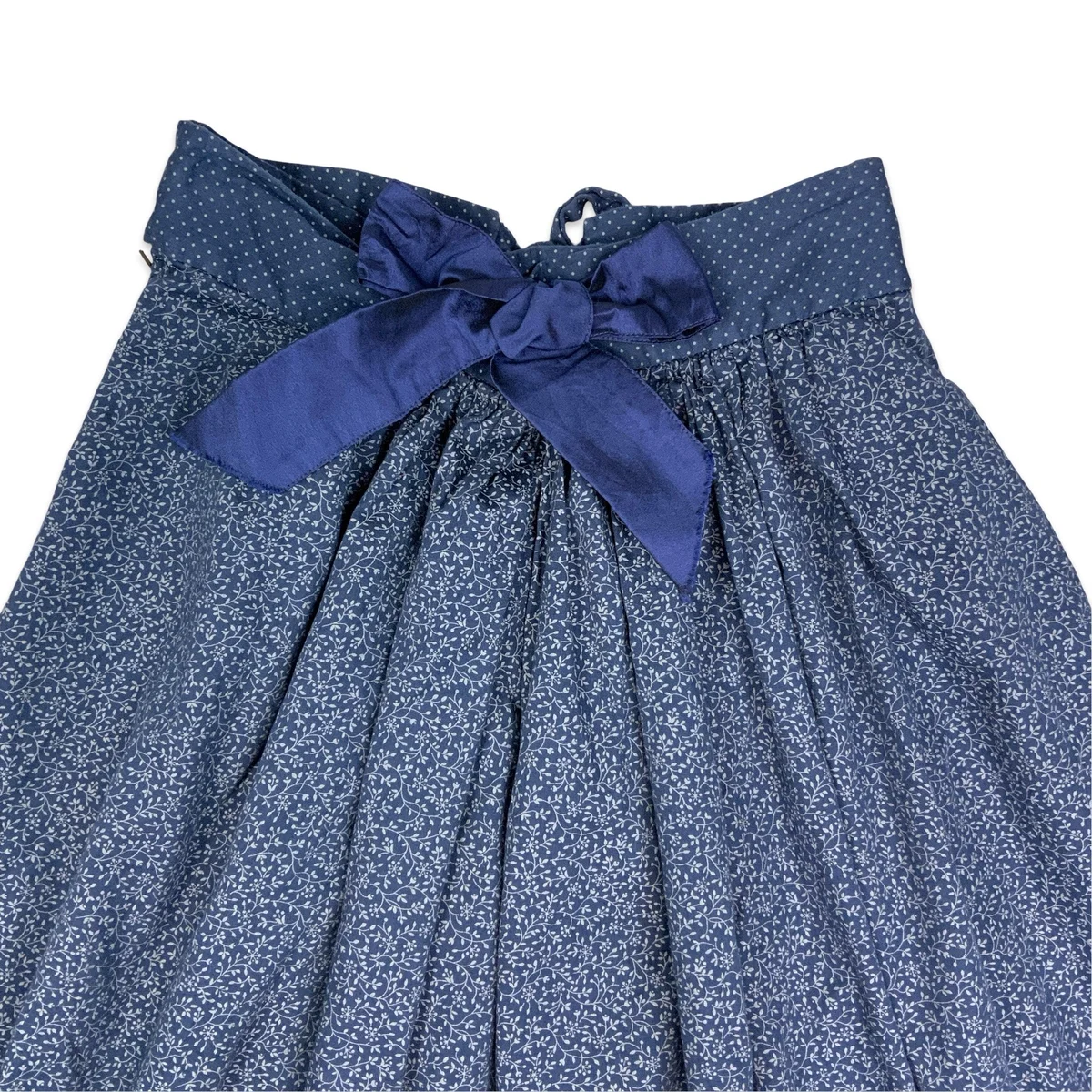 Vintage Blue Ditsy Floral Pleated Midi Skirt 14 16 thumbnail 2