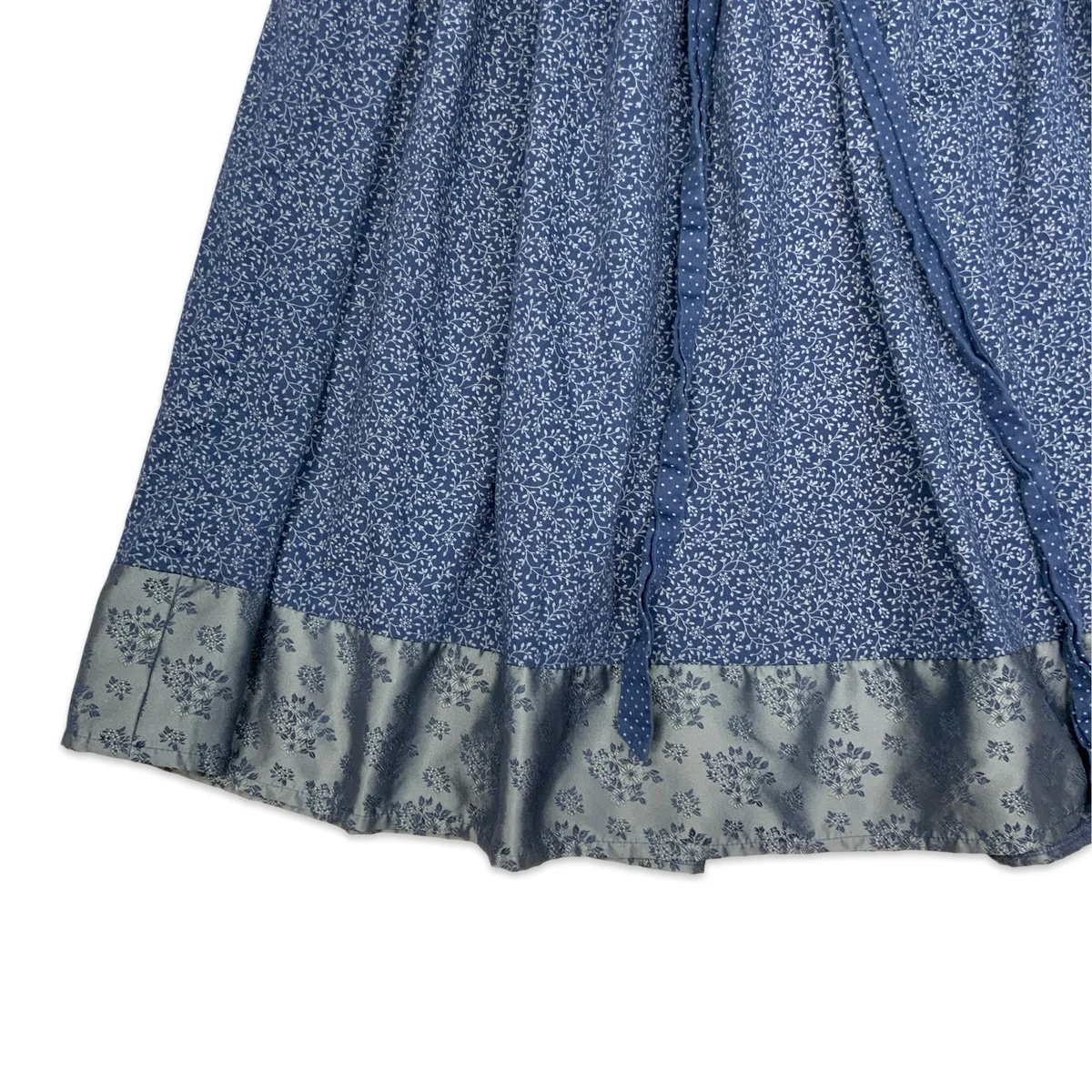 Vintage Blue Ditsy Floral Pleated Midi Skirt 14 16 thumbnail 3