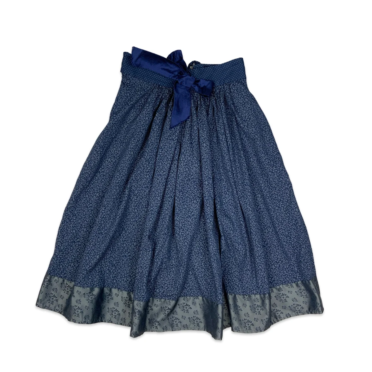 Vintage Blue Ditsy Floral Pleated Midi Skirt 14 16 thumbnail 4