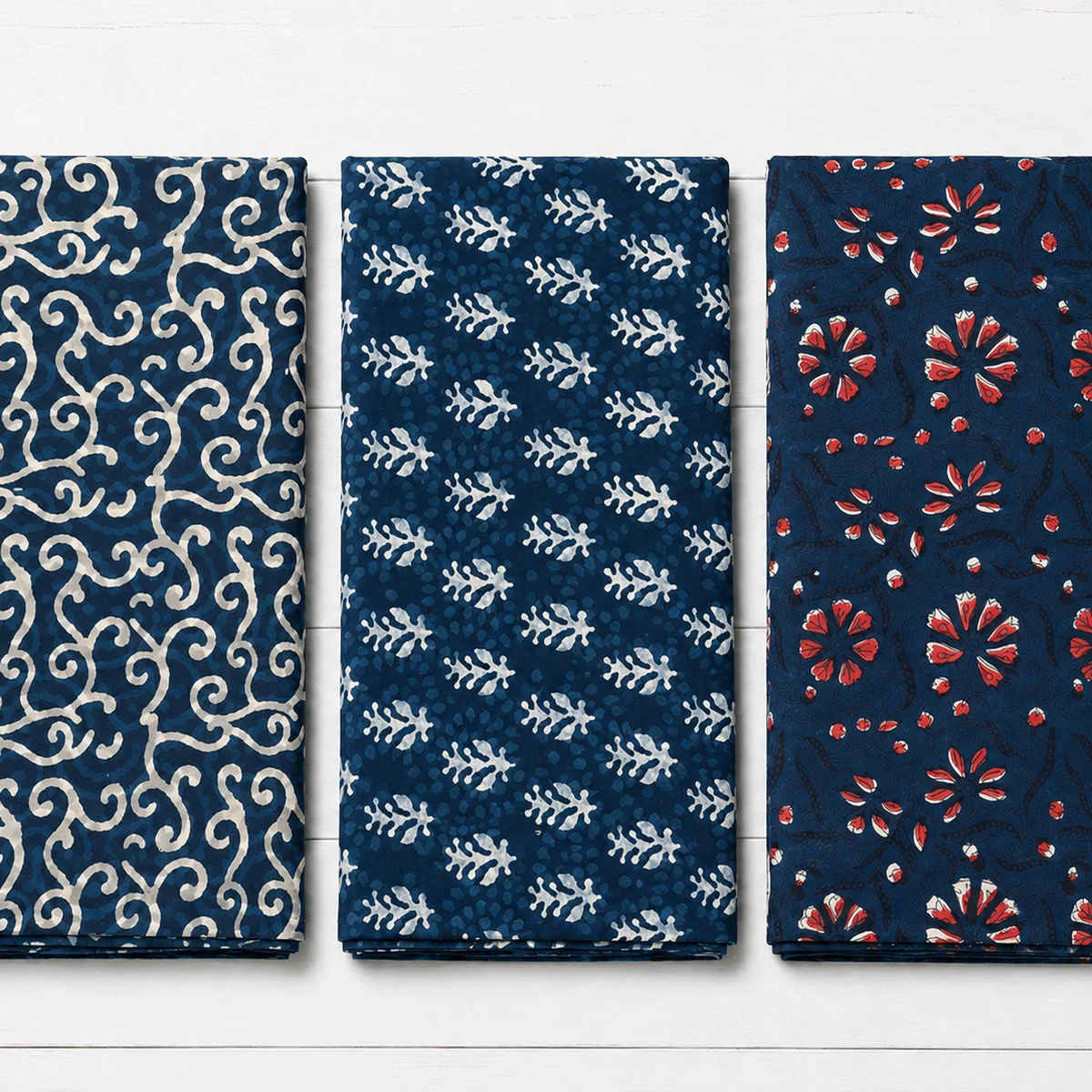 Fabric 100% Indian Cotton ~ Indigo Impressions thumbnail 2