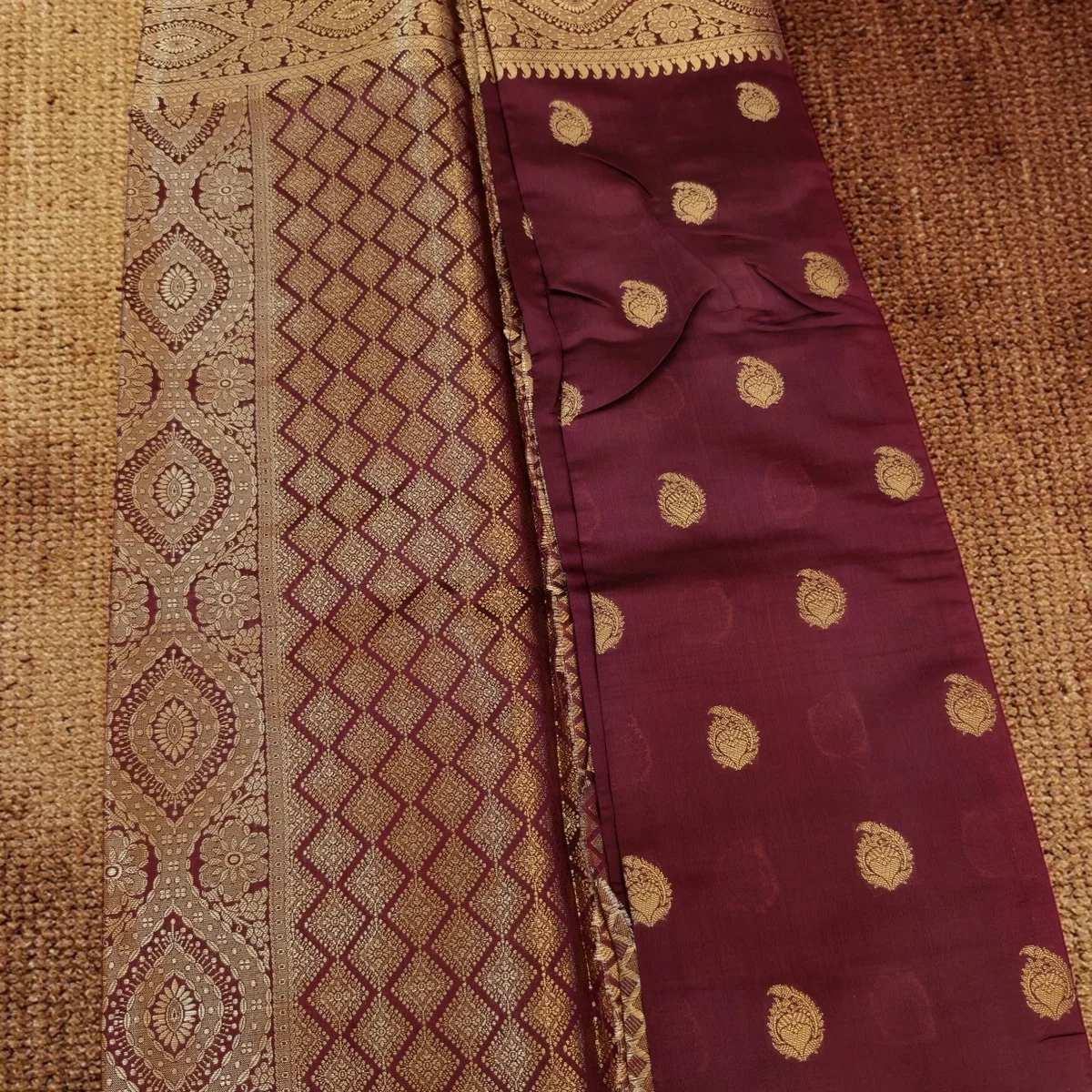 Coffee Banarasi Semi Silk Saree thumbnail 3