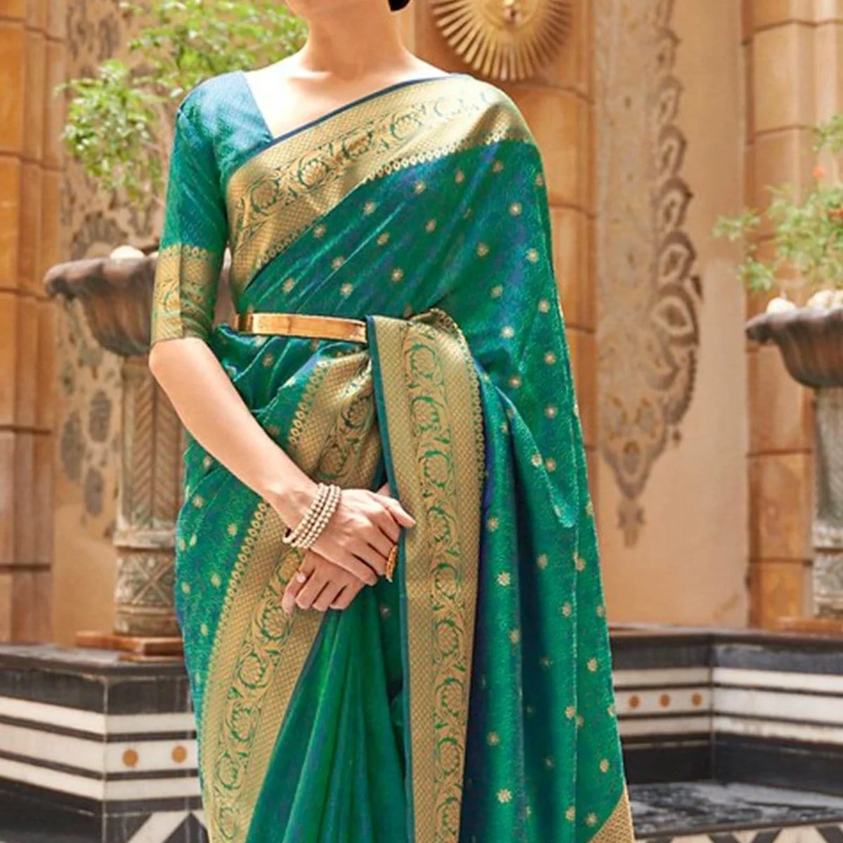 Castleton Green Banarasi Saree thumbnail 2