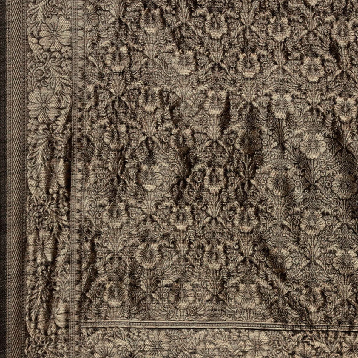 Black Floral Linen Blend Banarasi Saree thumbnail 4