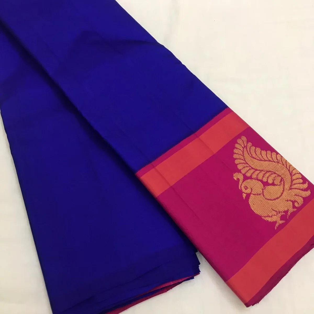 Blue korvai kanjeevaram silk saree thumbnail 3