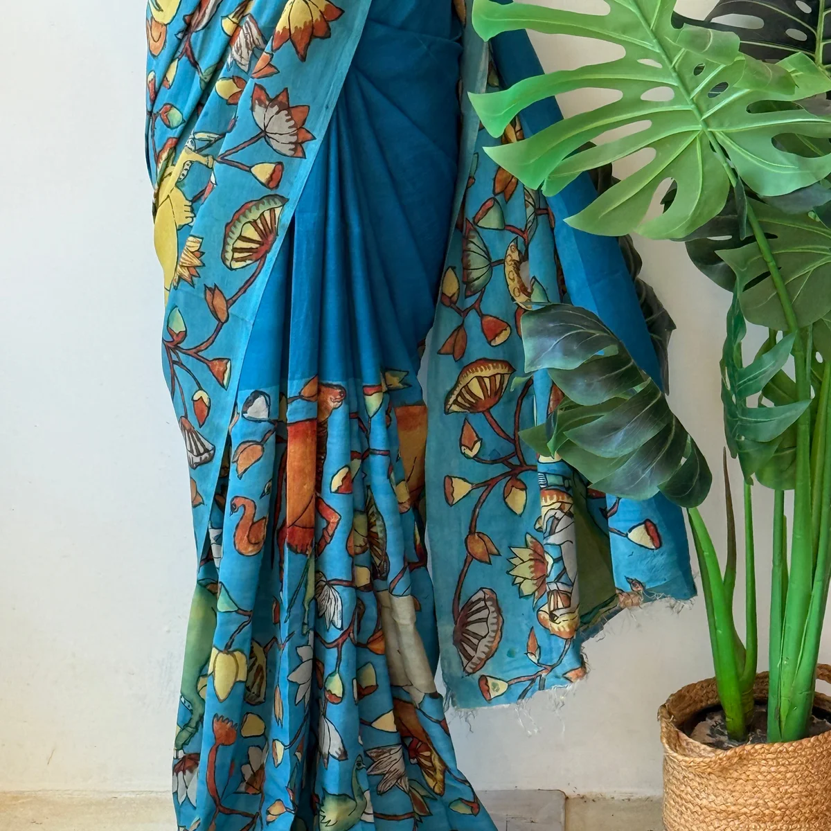 Pen kalamkari assam silk saree thumbnail 4