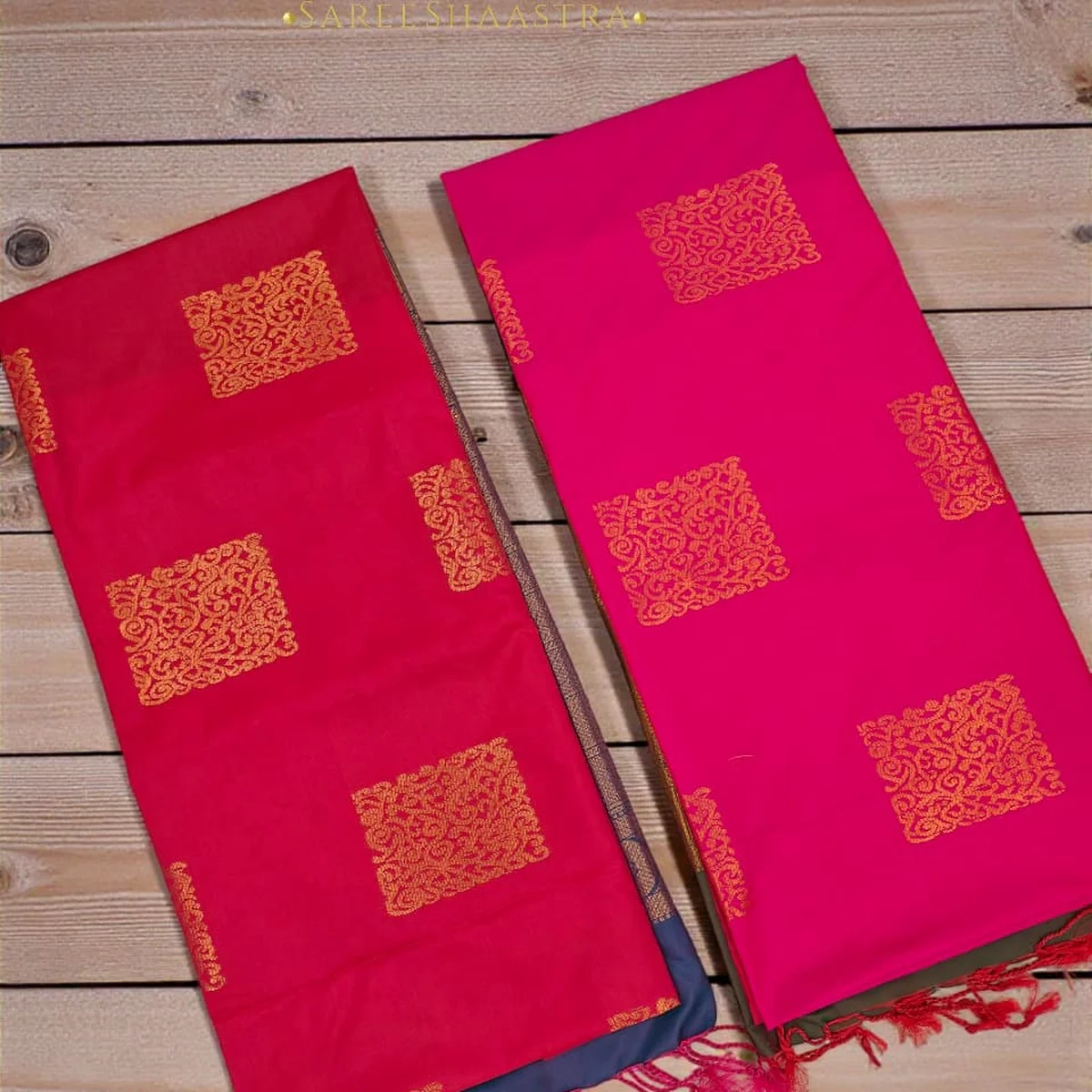 Zari Square Brocade Motif Semi Silk Saree thumbnail 2