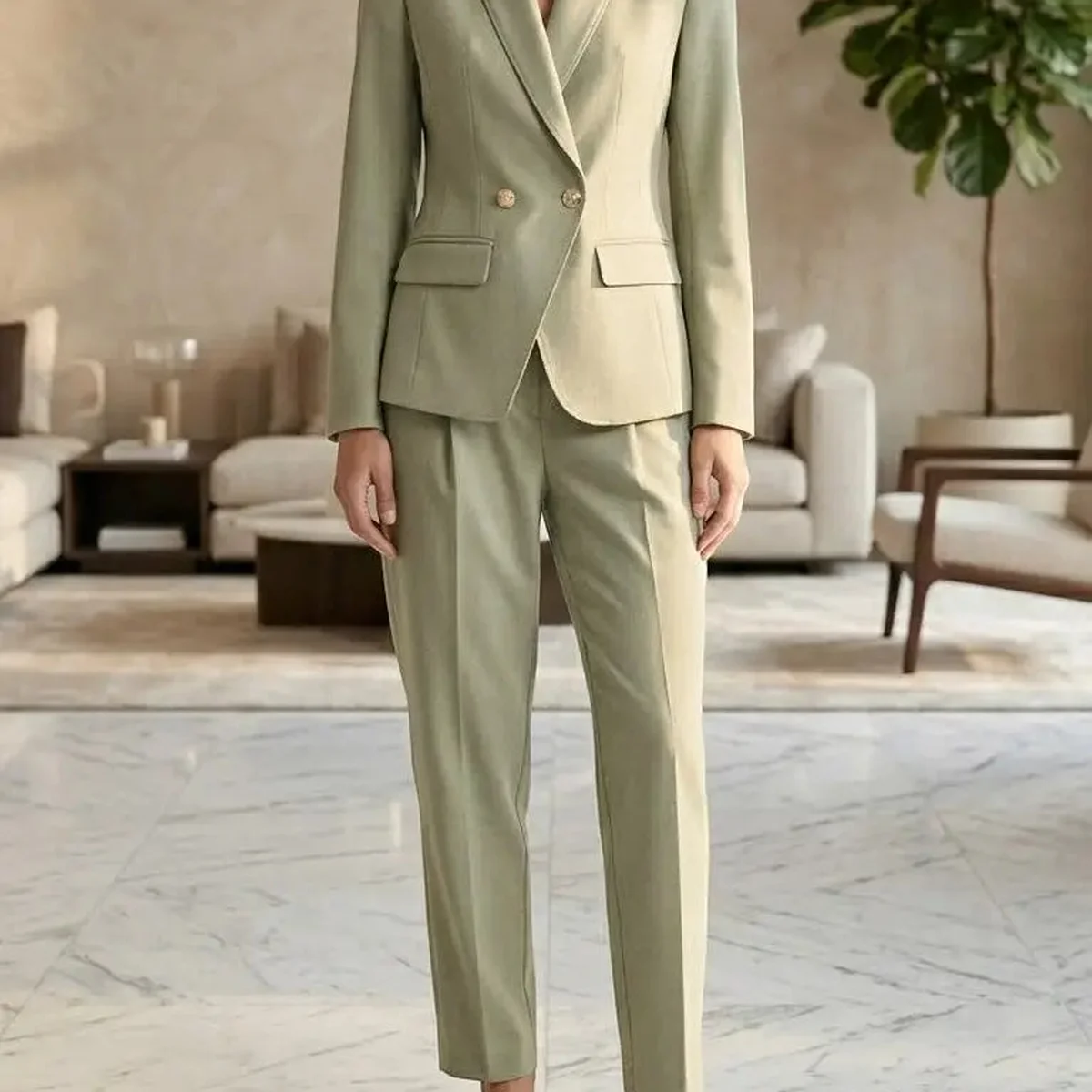 Women's Elegant Tailored Blazer Set | Structured Trousers for Autumn/Winter - Image 1
