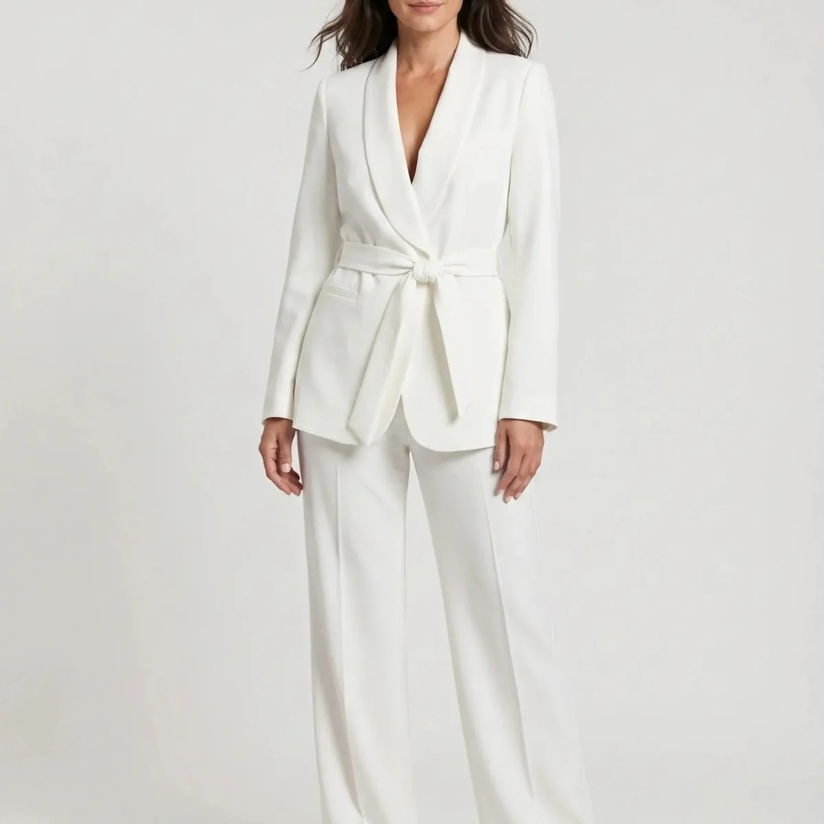 Women's Elegant Tailored Blazer Set | Stylish Wide-Leg Trousers for Spring Summer thumbnail 3