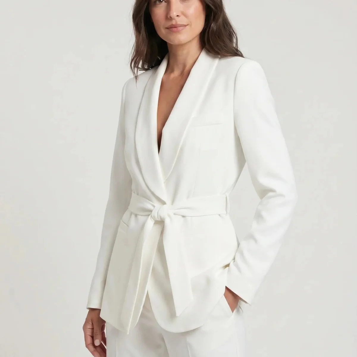 Women's Elegant Tailored Blazer Set | Stylish Wide-Leg Trousers for Spring Summer thumbnail 4