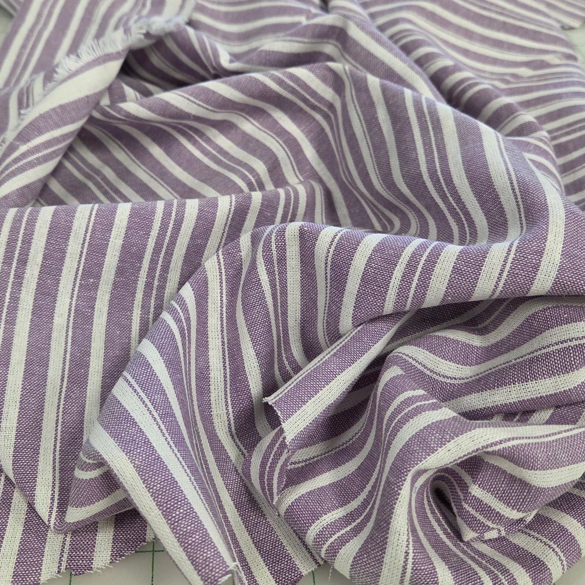 Fashion Yarn Dyed Viscose Linen Multi-Stripe Lavender Purple 200GSM Woven- by the yard thumbnail 3