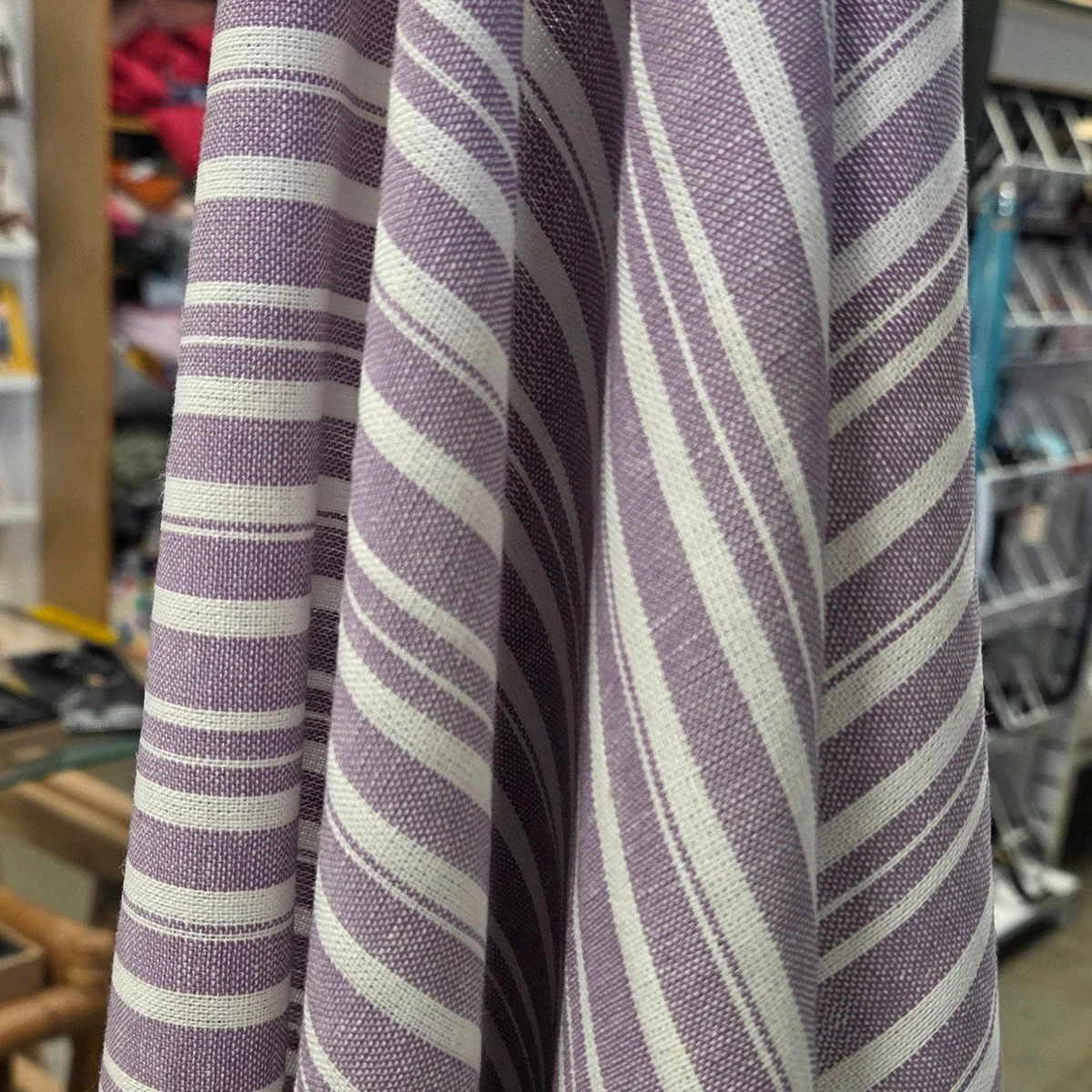 Fashion Yarn Dyed Viscose Linen Multi-Stripe Lavender Purple 200GSM Woven- by the yard thumbnail 4