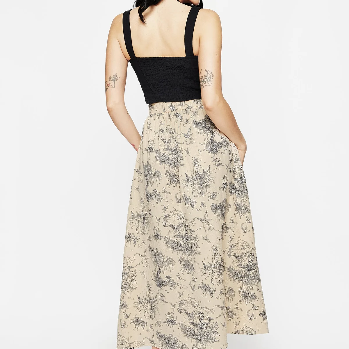 Maypole Cotton Print Button Up Midaxi Skirt thumbnail 3