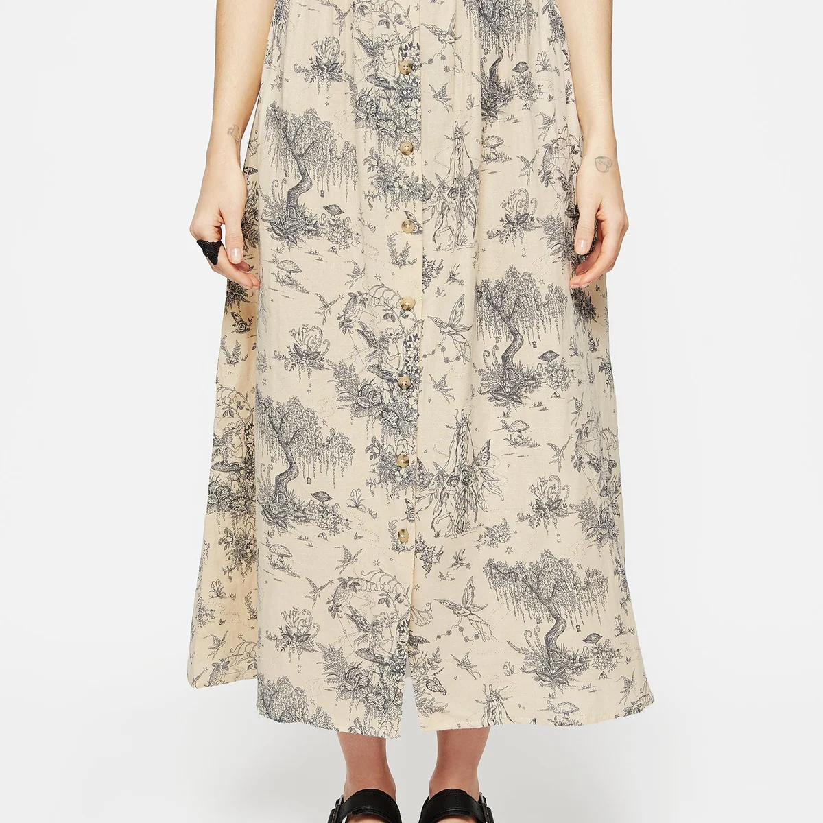Maypole Cotton Print Button Up Midaxi Skirt thumbnail 4