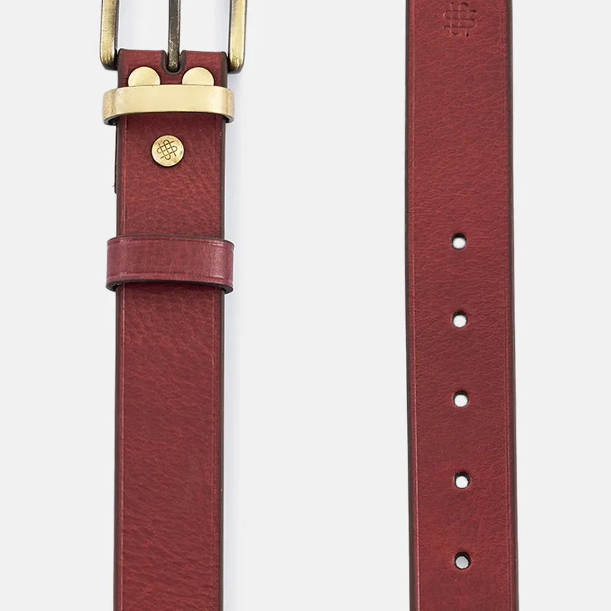 Burgundy Metal Loop Leather Belt thumbnail 2