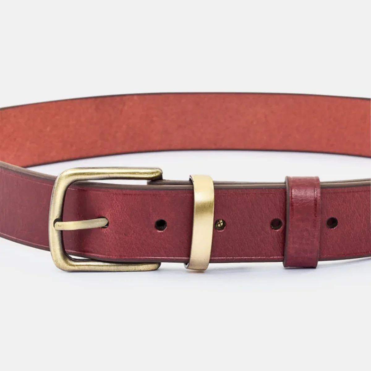 Burgundy Metal Loop Leather Belt thumbnail 3