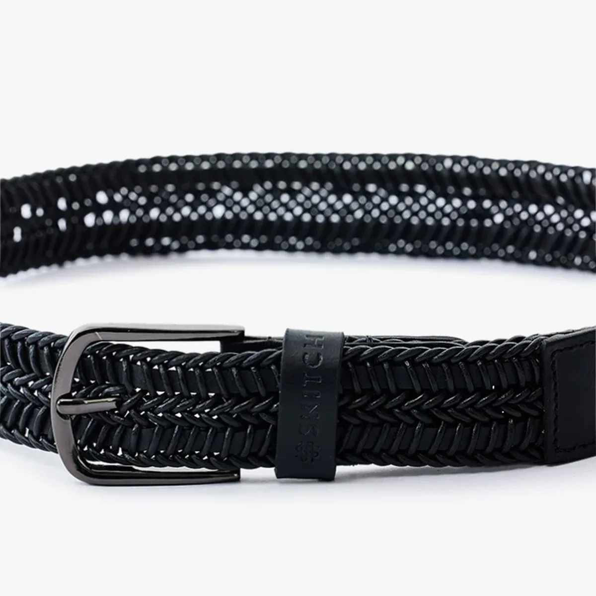Prong Buckle Braided Leather Belt thumbnail 1