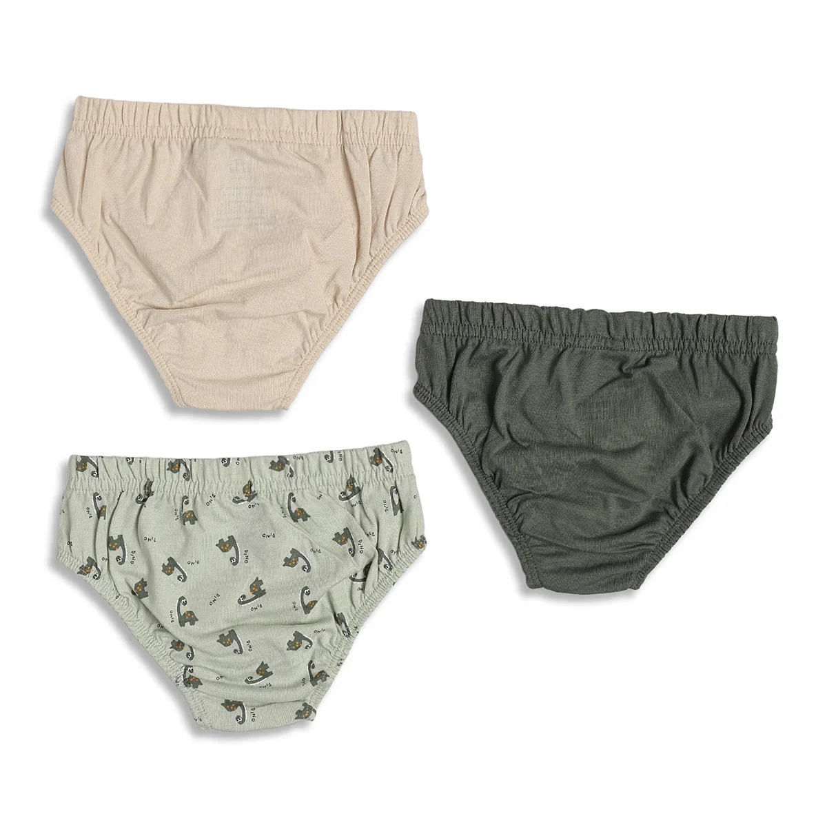 Baby Boys Printed & Solid Cotton Innerwear Briefs Pack of 3, Beige, Green and Light Green thumbnail 1