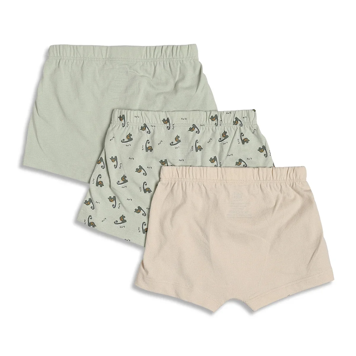 Baby Boys Printed & Solid Cotton Innerwear Shorts Pack of 3, Green and Beige thumbnail 1