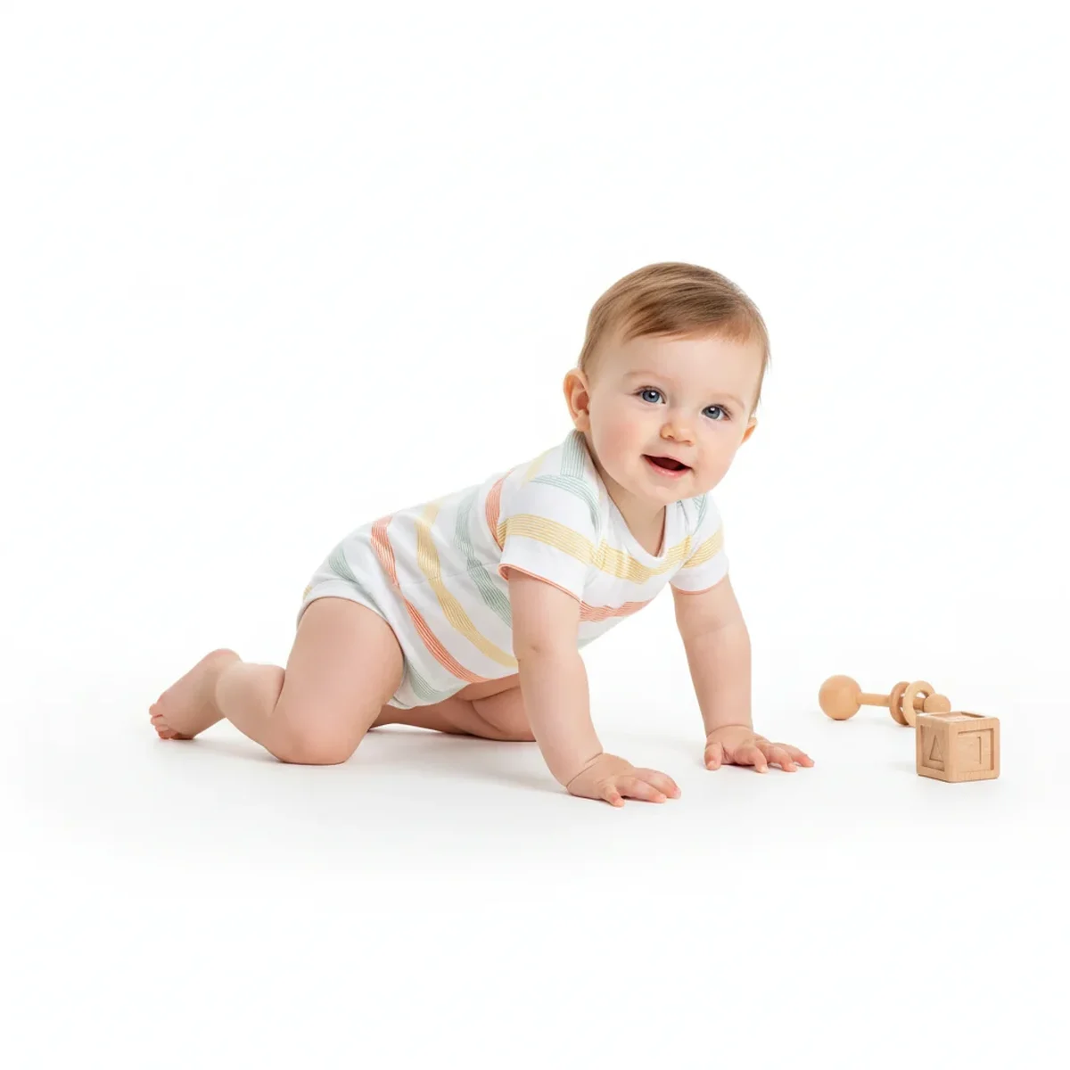Baby Boys Printed and Striped Bodysuits Pack of 2, Yellow and White thumbnail 1