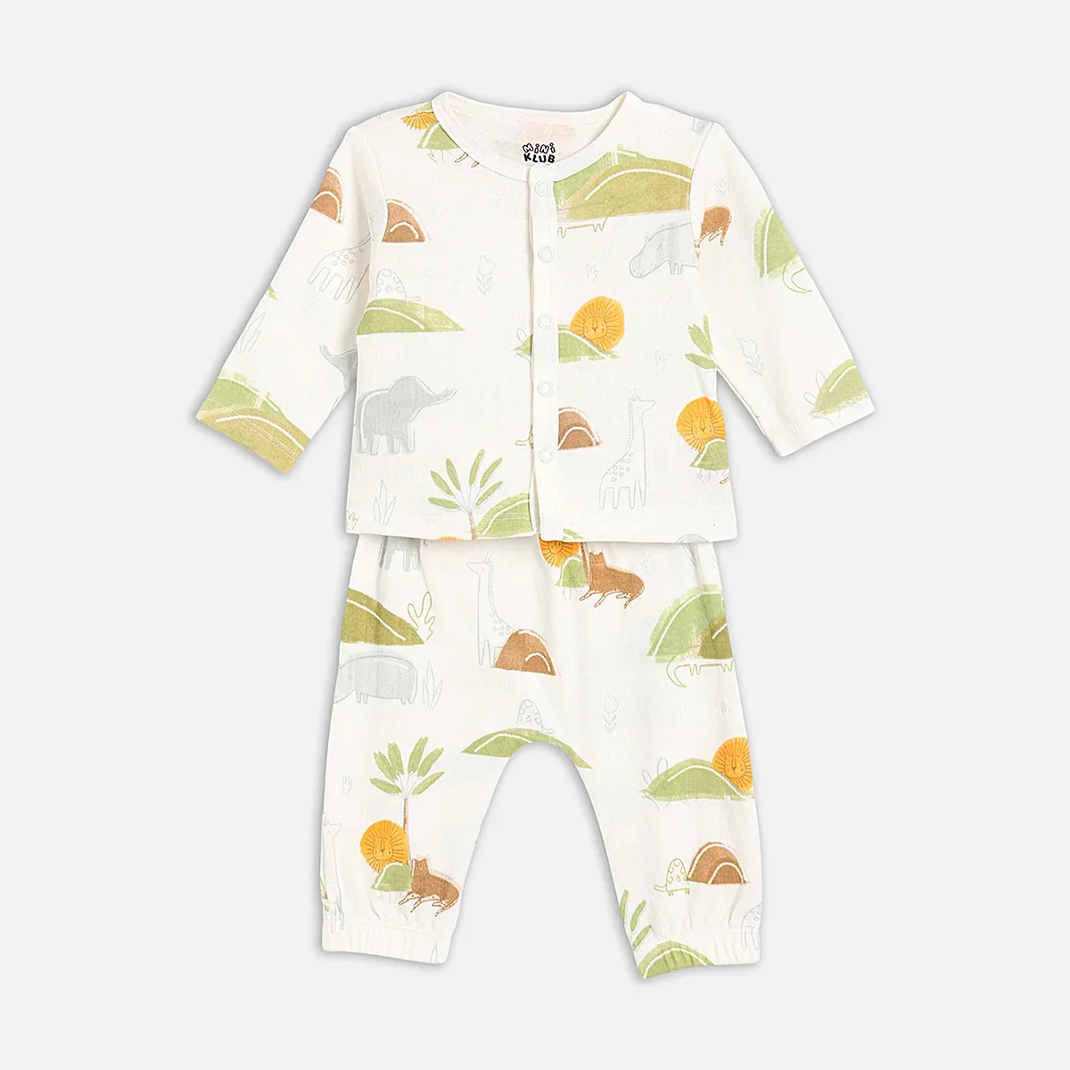 Baby Boys Printed Bodysuit with Shirt, Pants, Cap and Booties Set of 5, Cream thumbnail 1