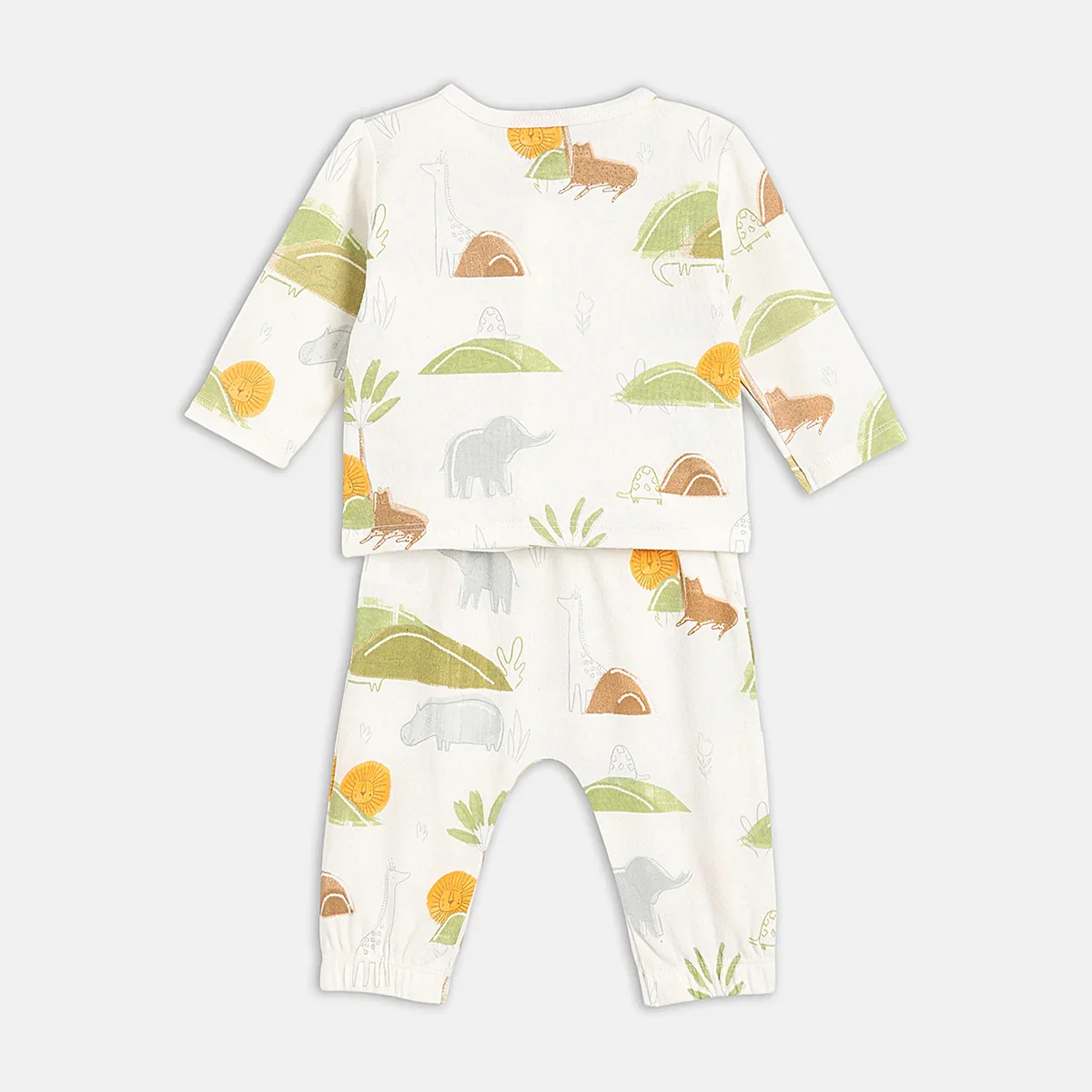 Baby Boys Printed Bodysuit with Shirt, Pants, Cap and Booties Set of 5, Cream thumbnail 2