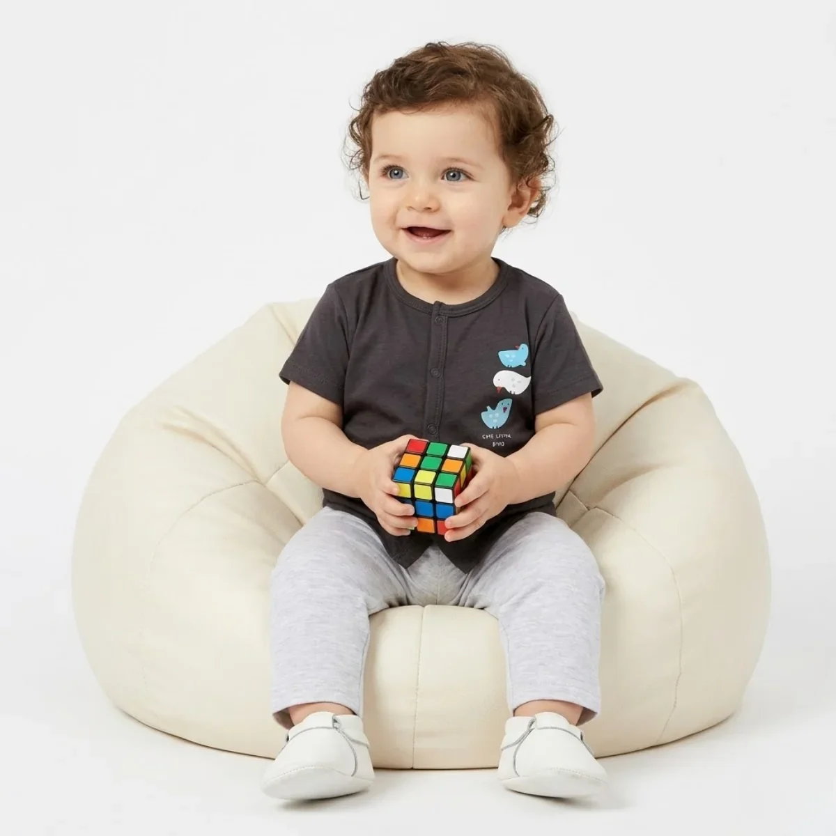 Baby Boys Pack of 3 Cotton Printed Front Open Vest, White, Grey & Blue thumbnail 1