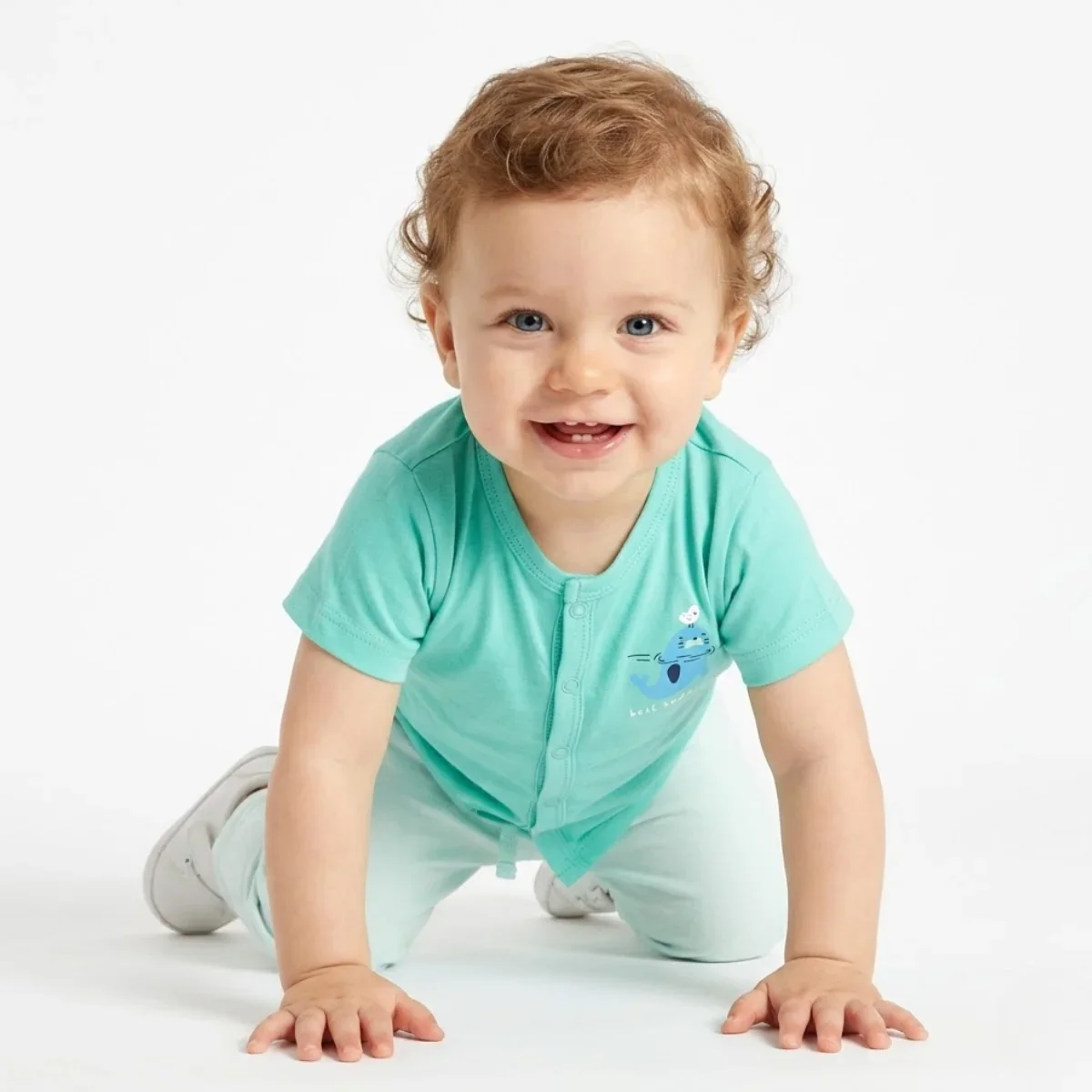 Baby Boys Pack of 3 Cotton Printed Front Open Vest, White, Grey & Blue thumbnail 2