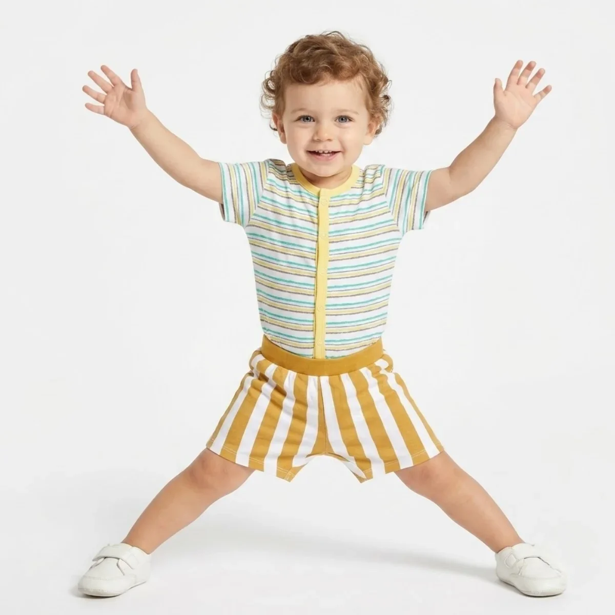 Baby Boys Pack Of 3 cotton printed Shorts - Yellow,  peach & Lavender thumbnail 2