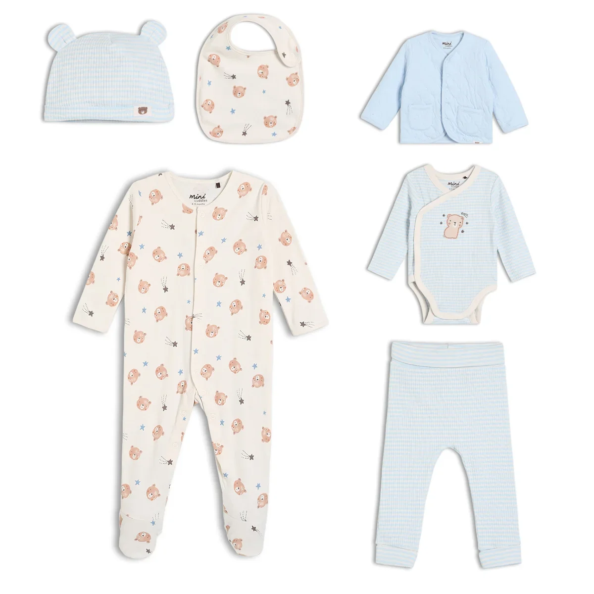 Baby Boys Pack of 6  Essentials Gift Set, Multicolour