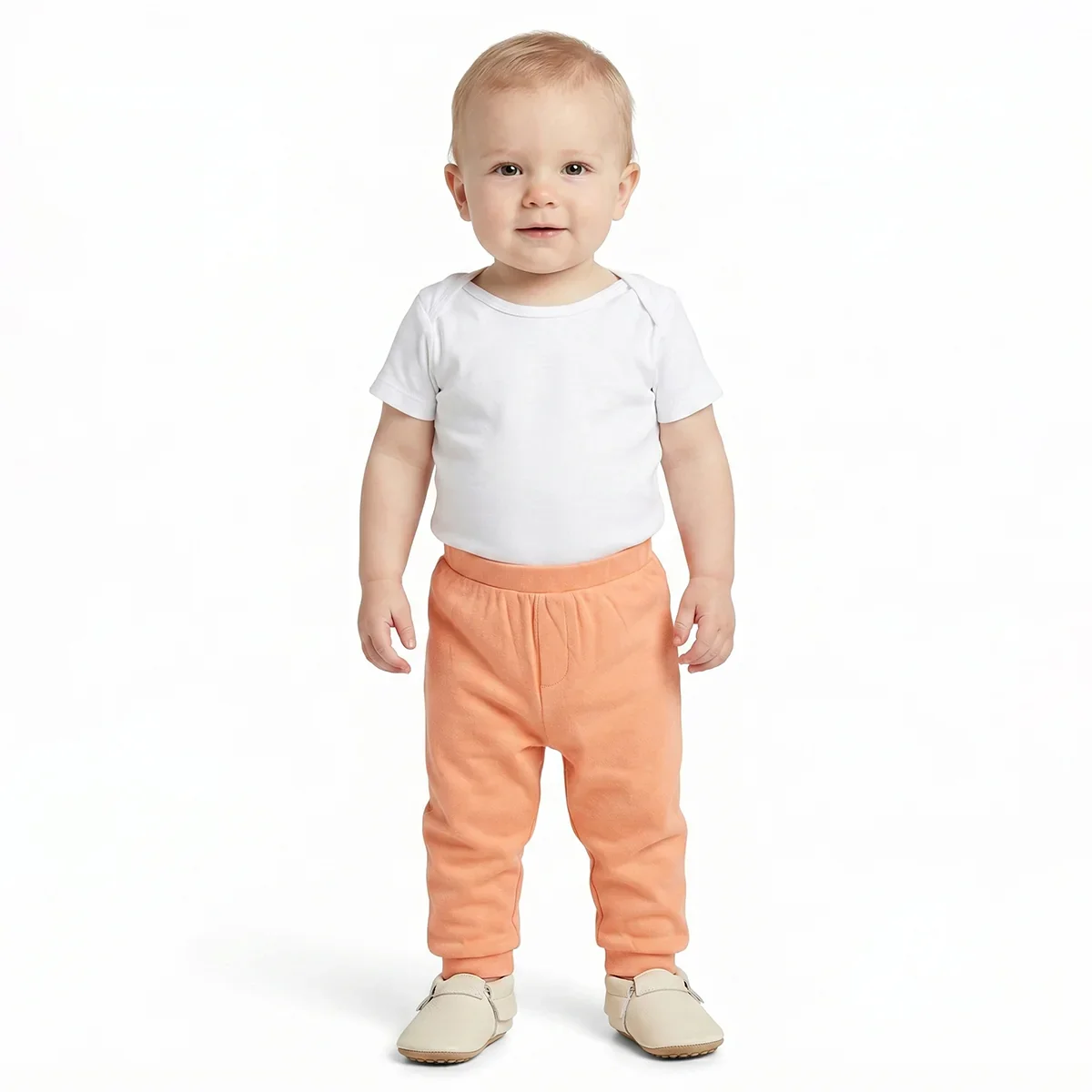 Baby Boys Peach and Cream Cotton Knit Bottom Pack of 2 Regular Fit Everyday Wear thumbnail 2